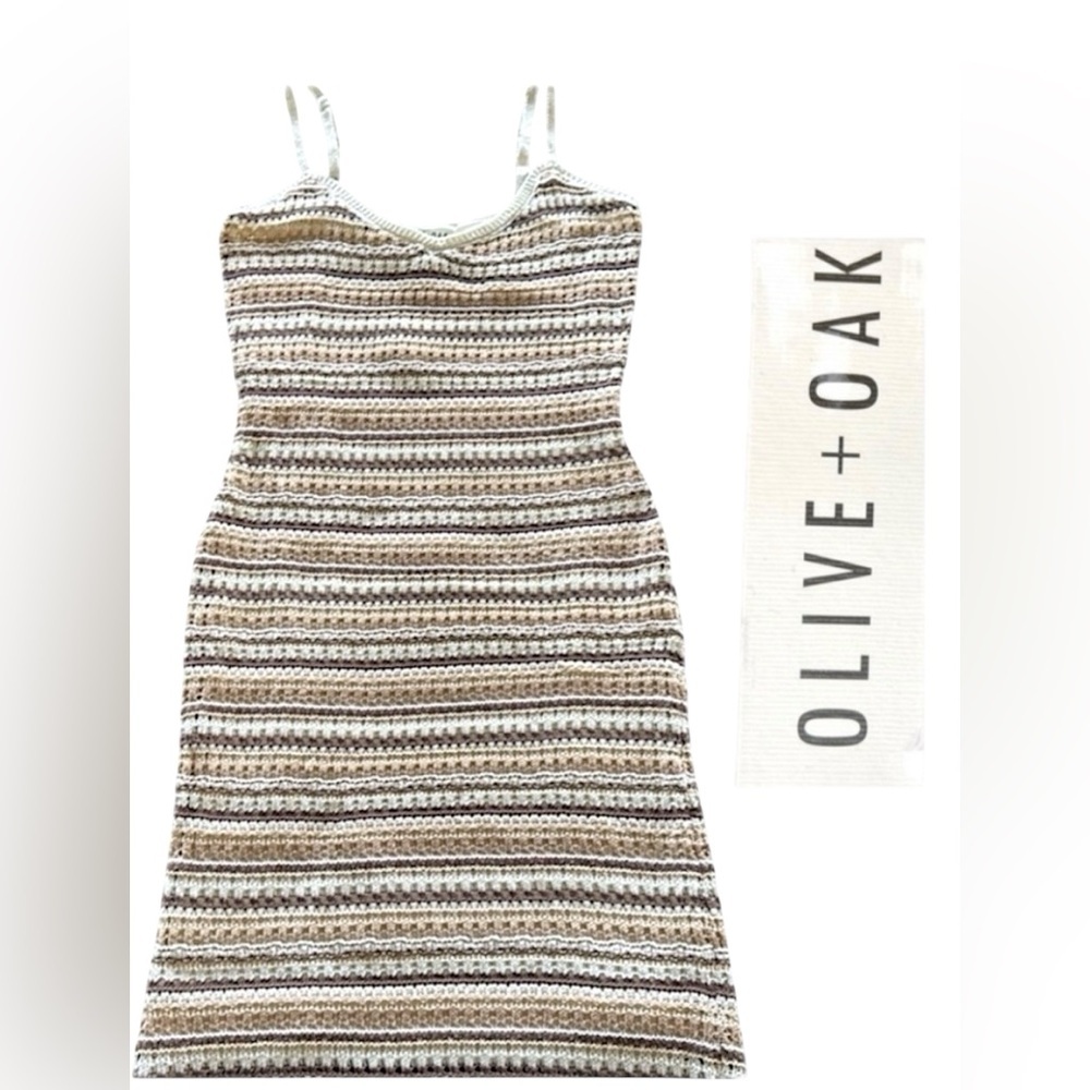 NWT Olive+Oak Crochet Slip Bodycon Sundress Lined Summer Sexy Retro Boho Hippie - Picture 2 of 12